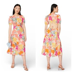 Tropical Floral Cotton Midi Dress Peter Som x RTR - size 8 - medium